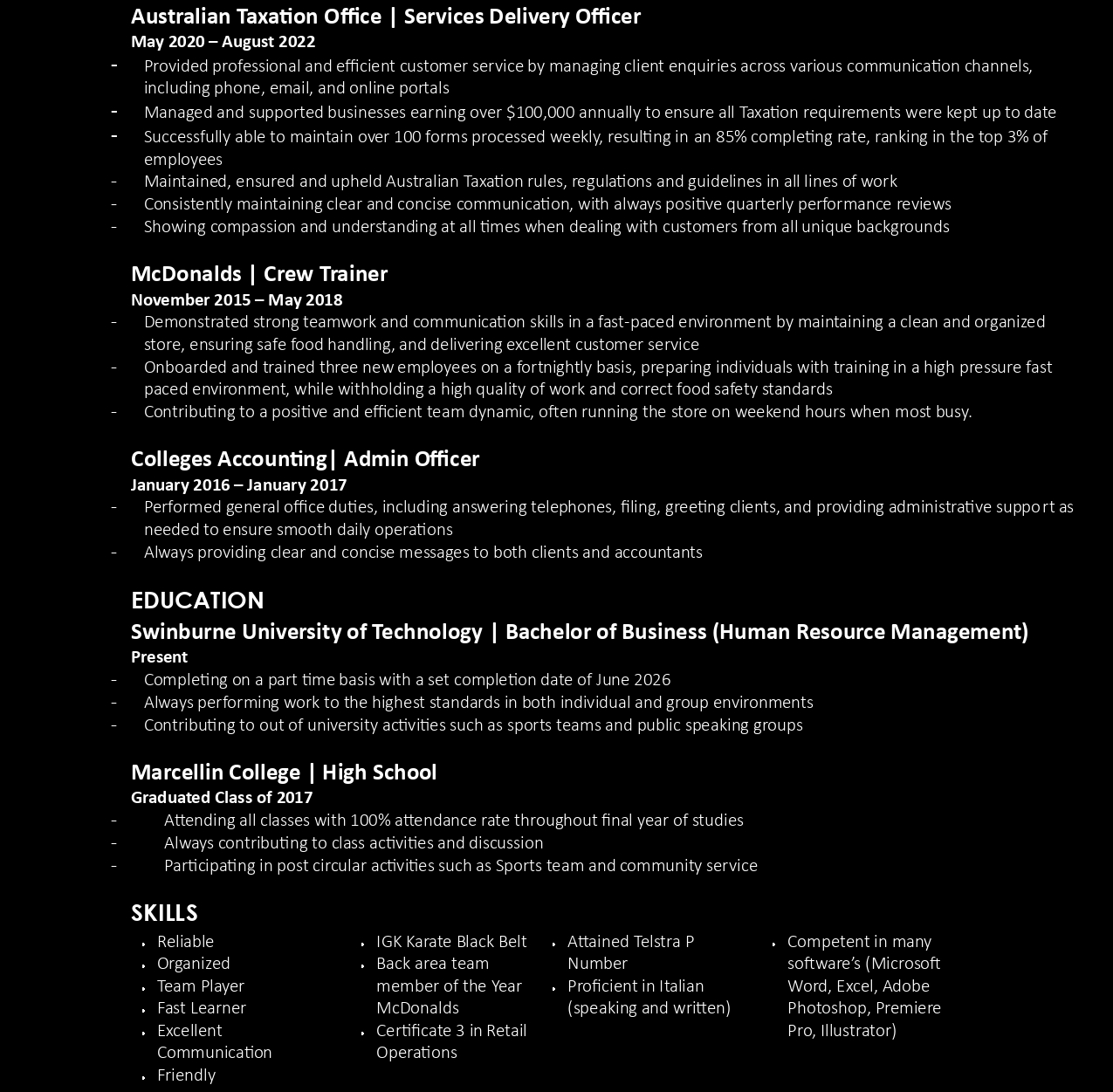 Resume Page 2